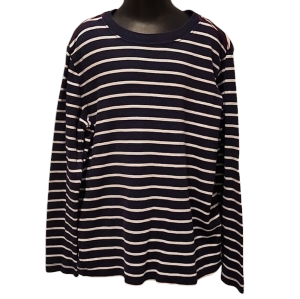 Hanna Andersson Blue with White Stripes Long Sleeve Tshirt 130
